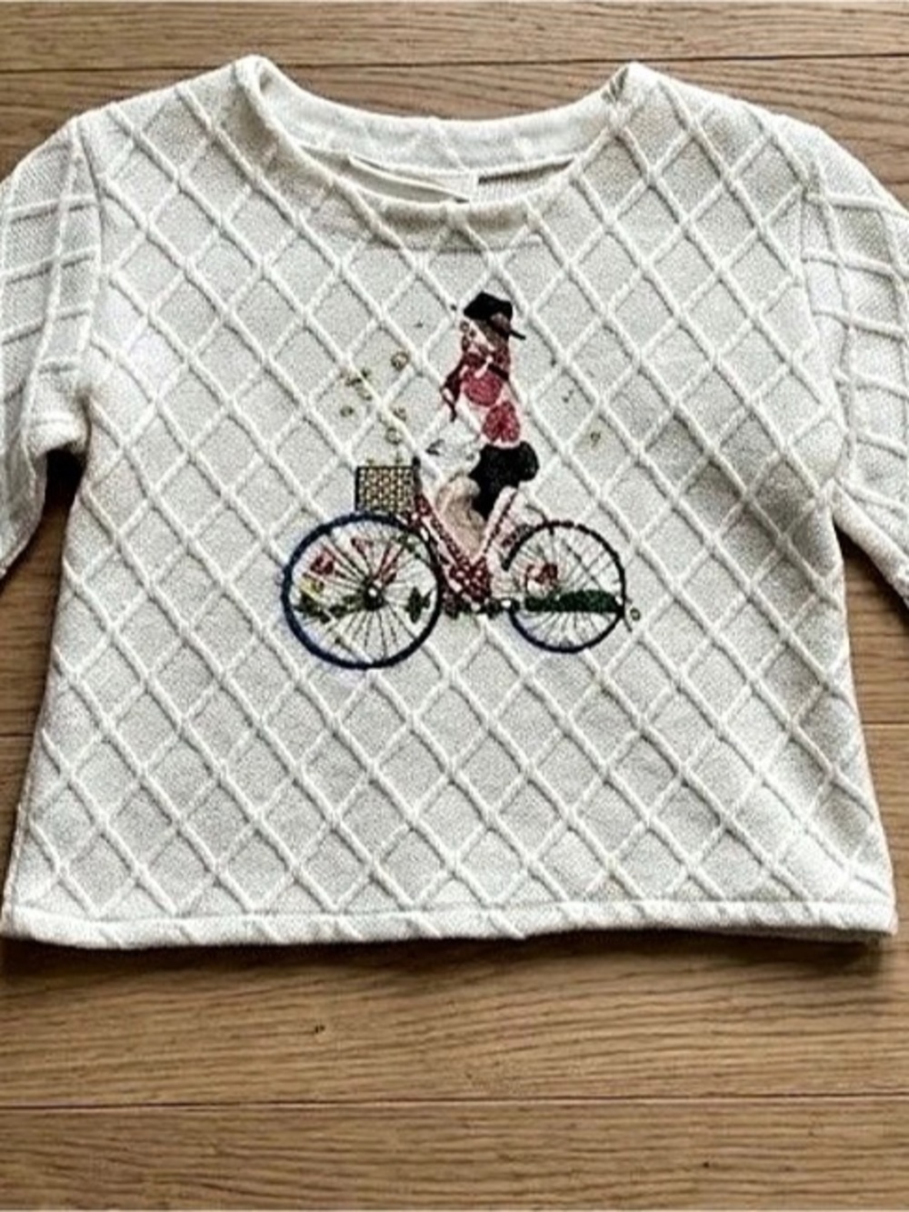 Small Adult or Large Child White Textured Sweater